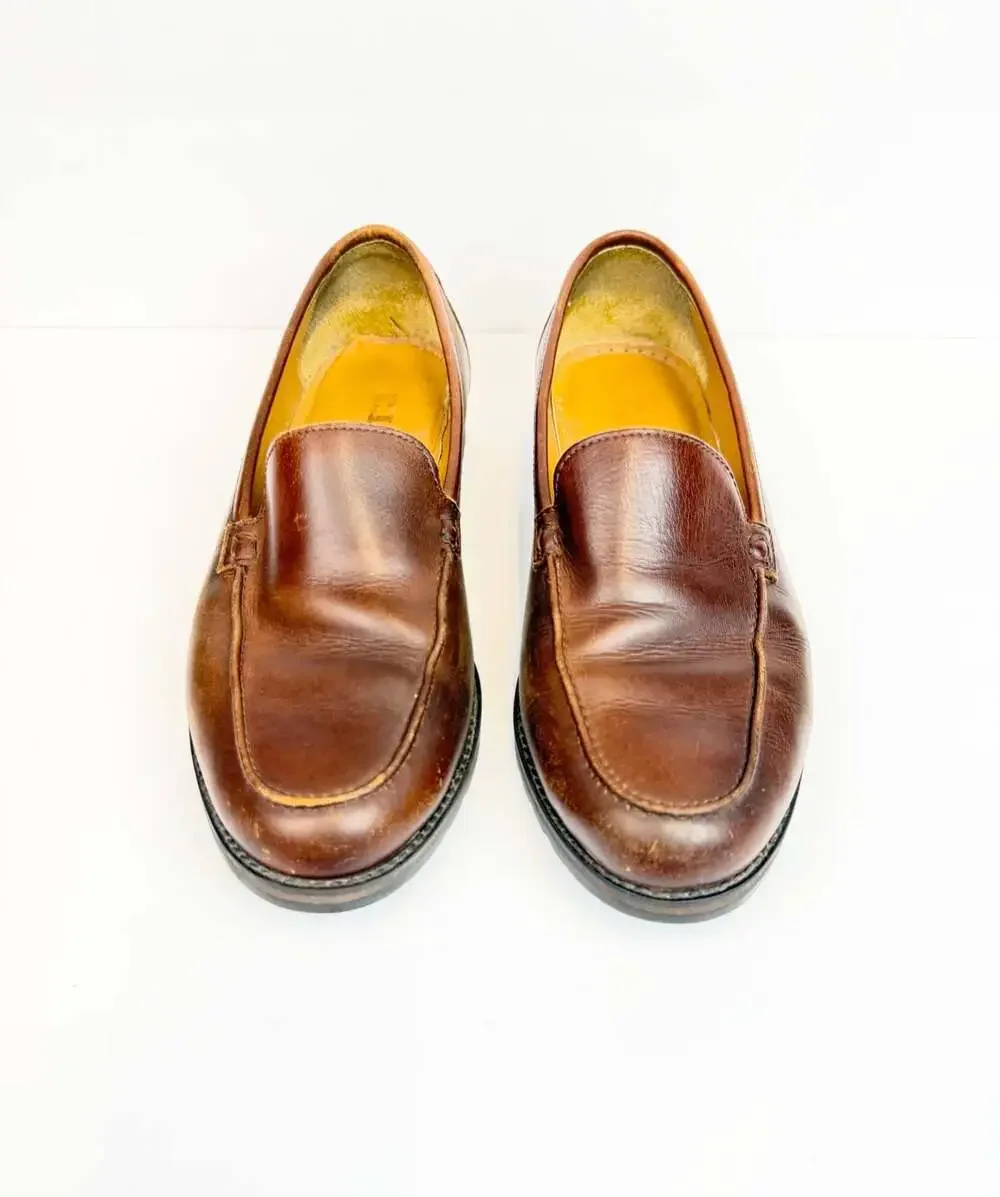 L.L. Bean Brown Leather Slip-On Loafers Shoes Women's Size 8W P394